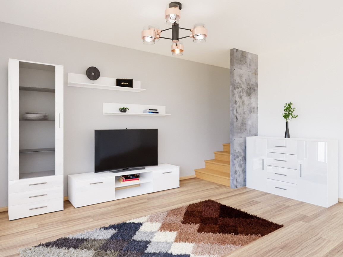 Woonkamerset Tornola 108 (Wit + Glanzend wit)