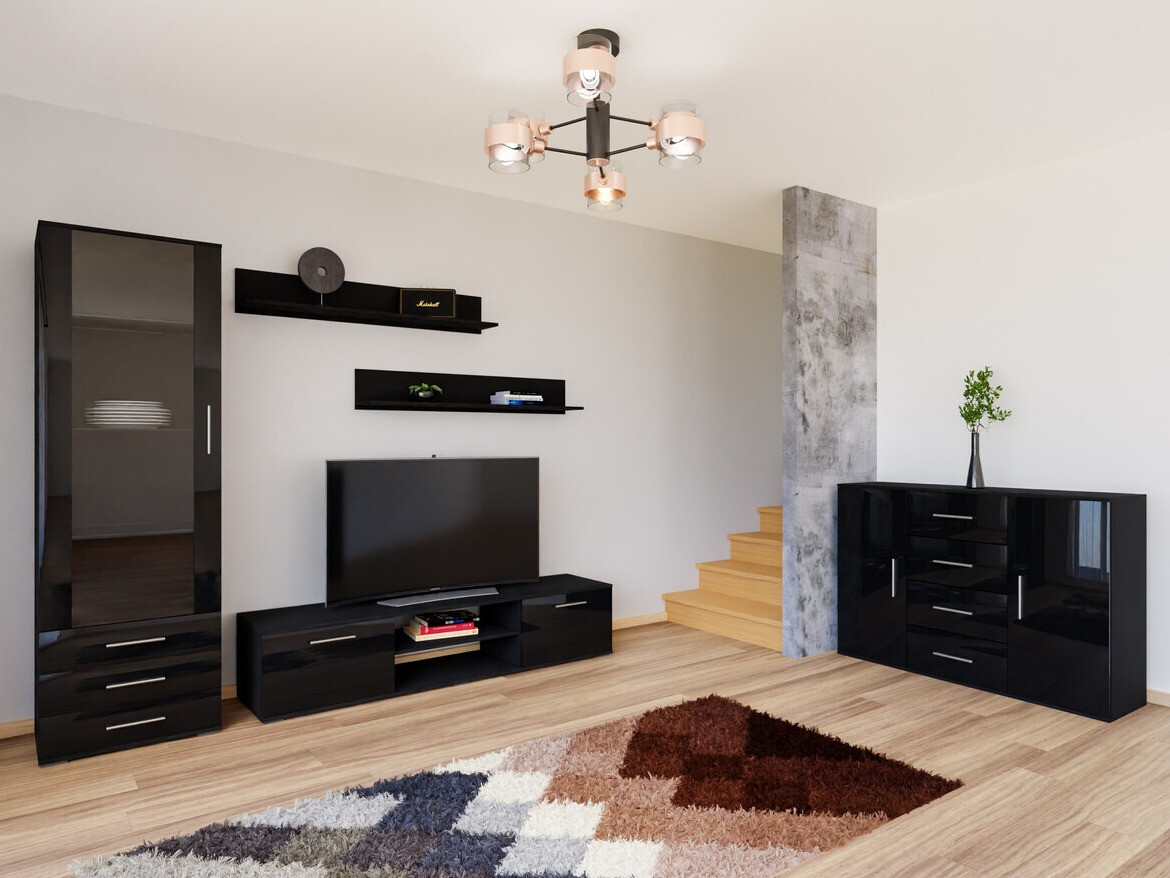 Woonkamerset Tornola 108 (Zwart + Glanzend zwart)