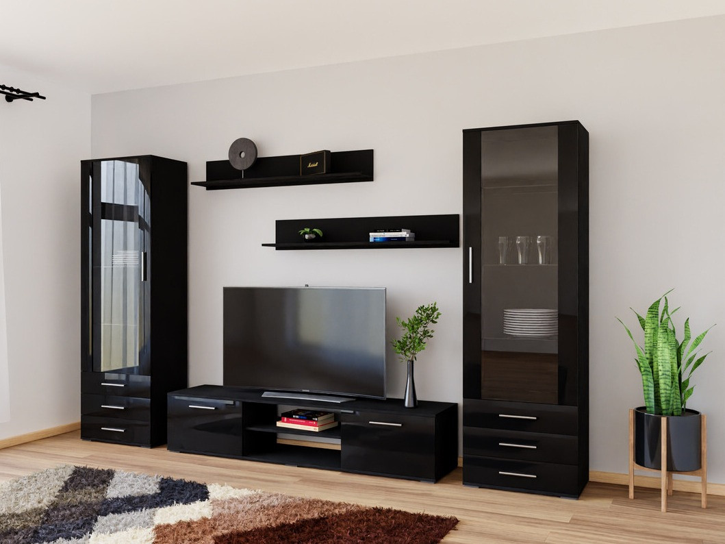 Woonkamerset Tornola 109 (Zwart + Glanzend zwart)