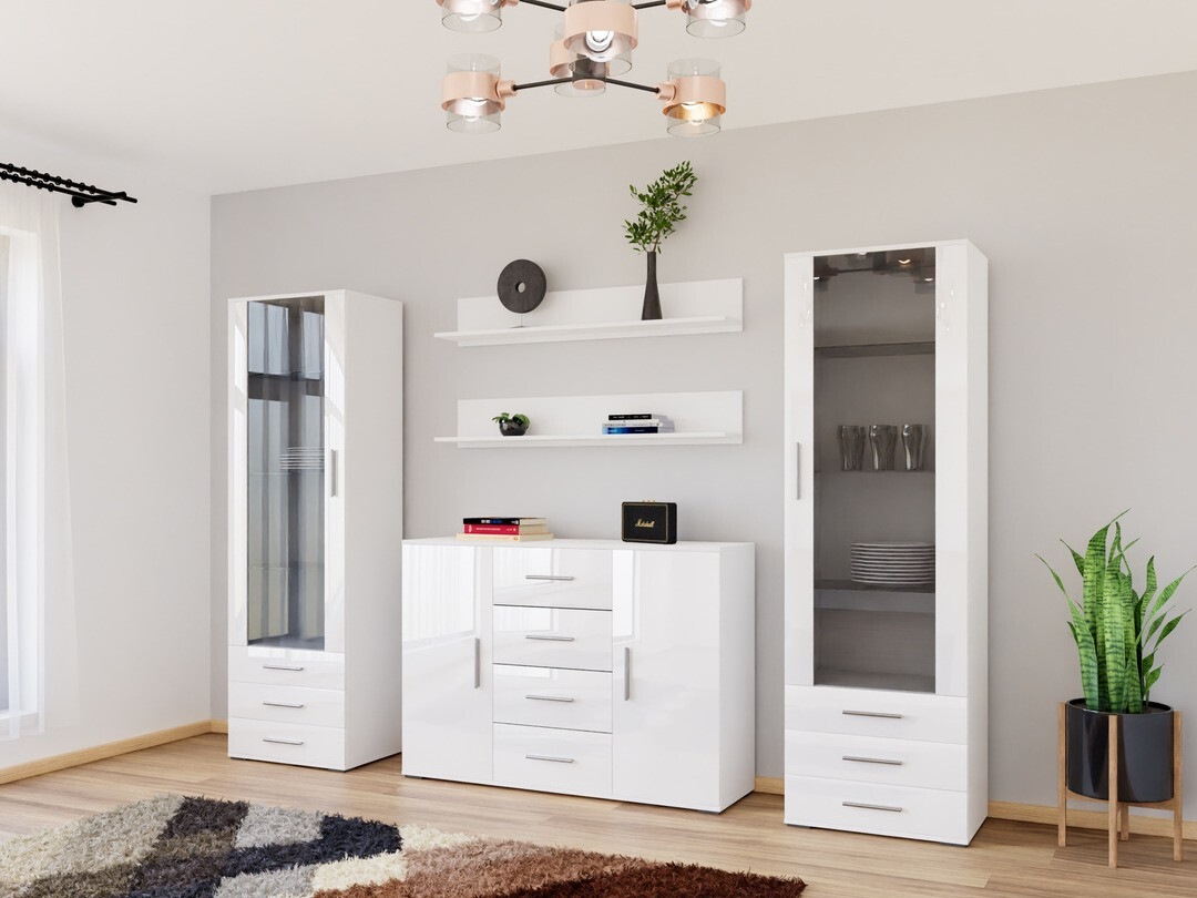 Woonkamerset Tornola 112 (Wit + Glanzend wit)