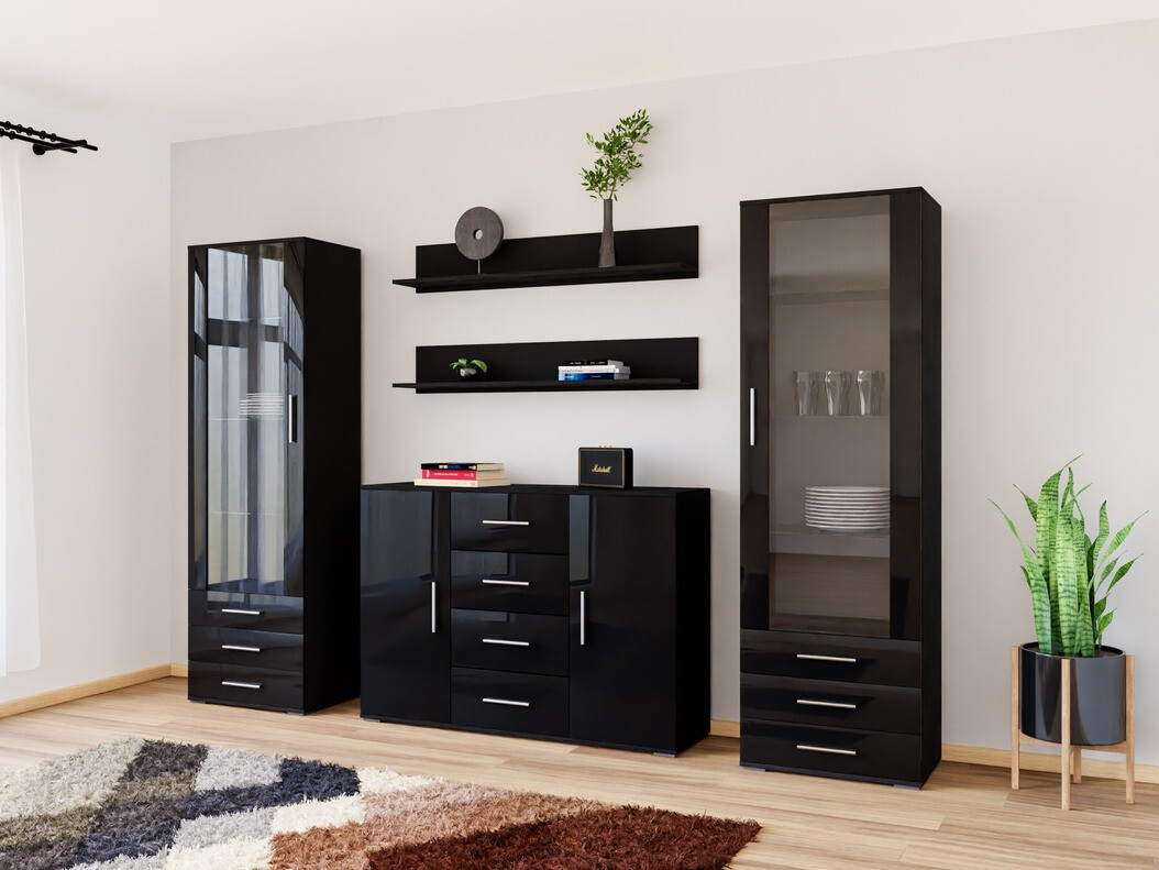 Woonkamerset Tornola 112 (Zwart + Glanzend zwart)