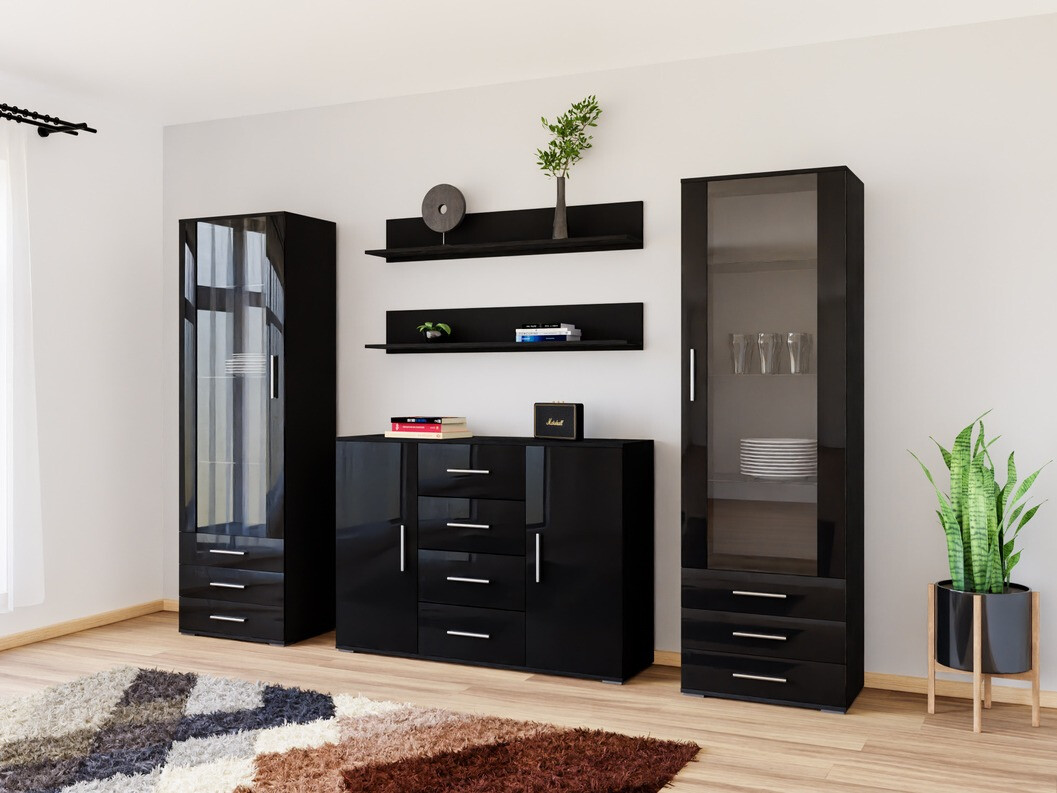 Woonkamerset Tornola 112 (Zwart + Glanzend zwart)