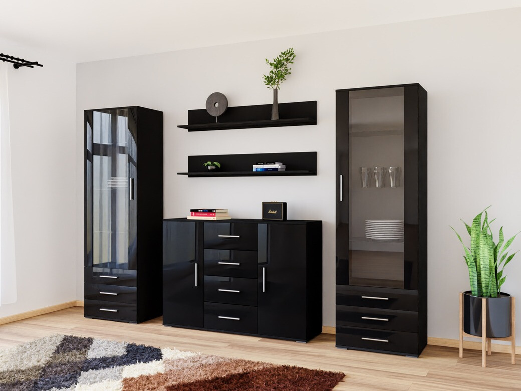 Woonkamerset Tornola 112 (Zwart + Glanzend zwart)