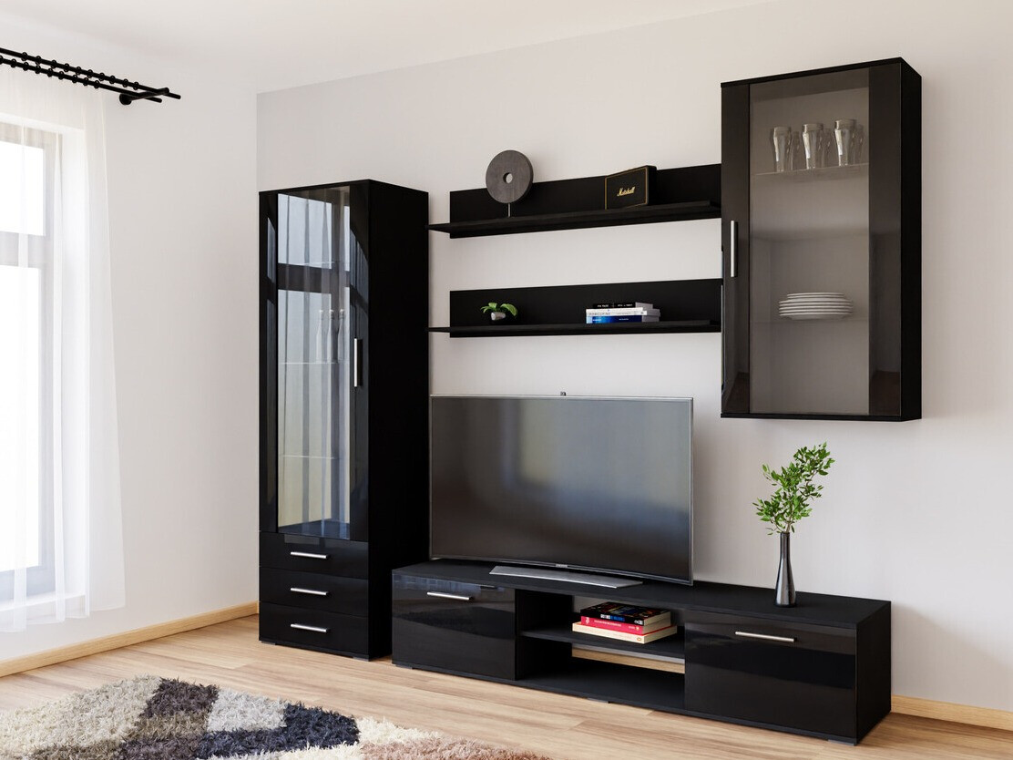 Woonkamerset Tornola 114 (Zwart + Glanzend zwart)