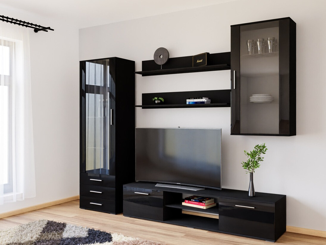 Woonkamerset Tornola 114 (Zwart + Glanzend zwart)