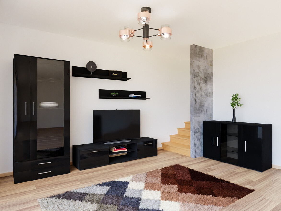 Woonkamerset Tornola 116 (Zwart + Glanzend zwart)