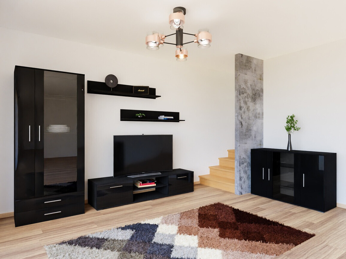 Woonkamerset Tornola 116 (Zwart + Glanzend zwart)