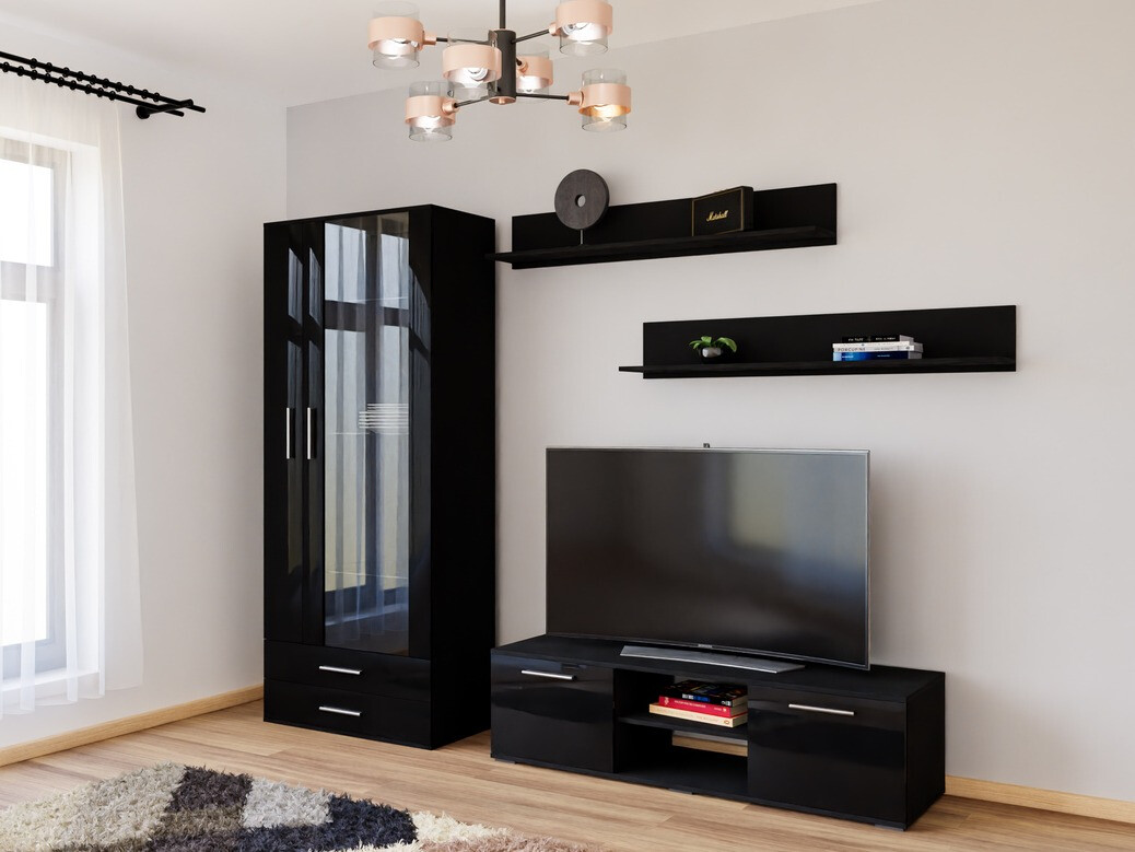 Woonkamerset Tornola 117 (Zwart + Glanzend zwart)