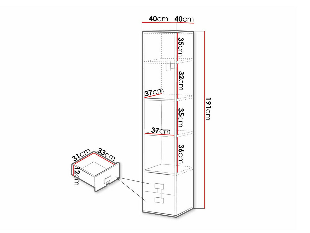 Boekenkast Florevi 111 (Grijs met glans + Artisan eiken)