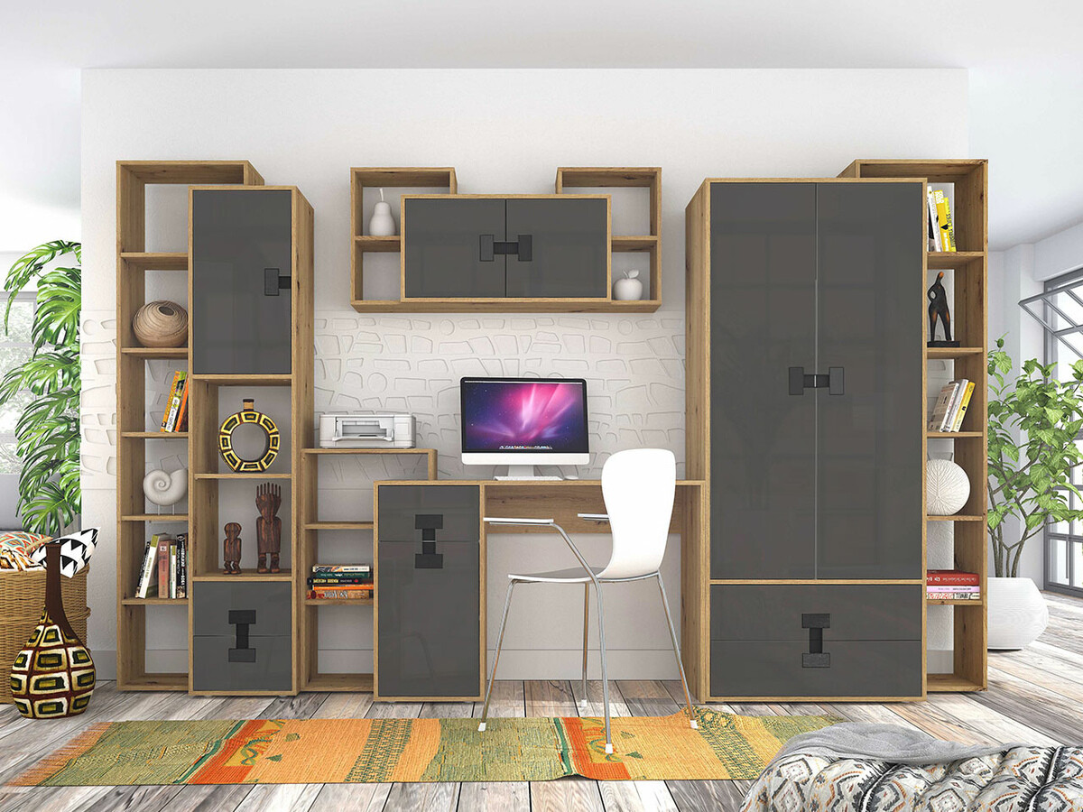 Bureau Florevi 100 (Grijs met glans + Artisan eiken)