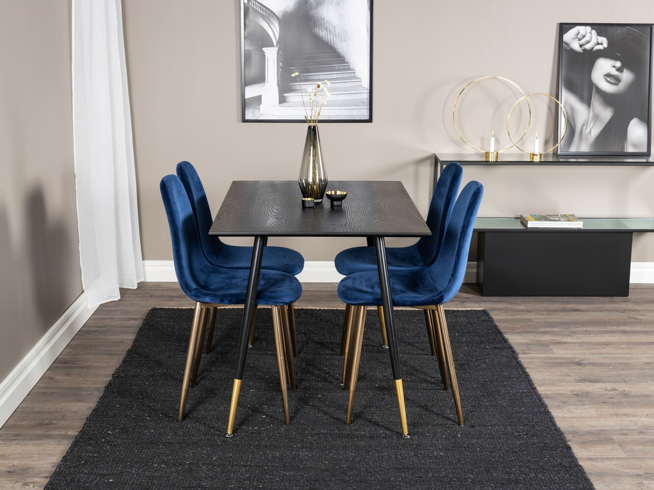 Eetkamerset Dallas 1693 (Blauw + gouden)