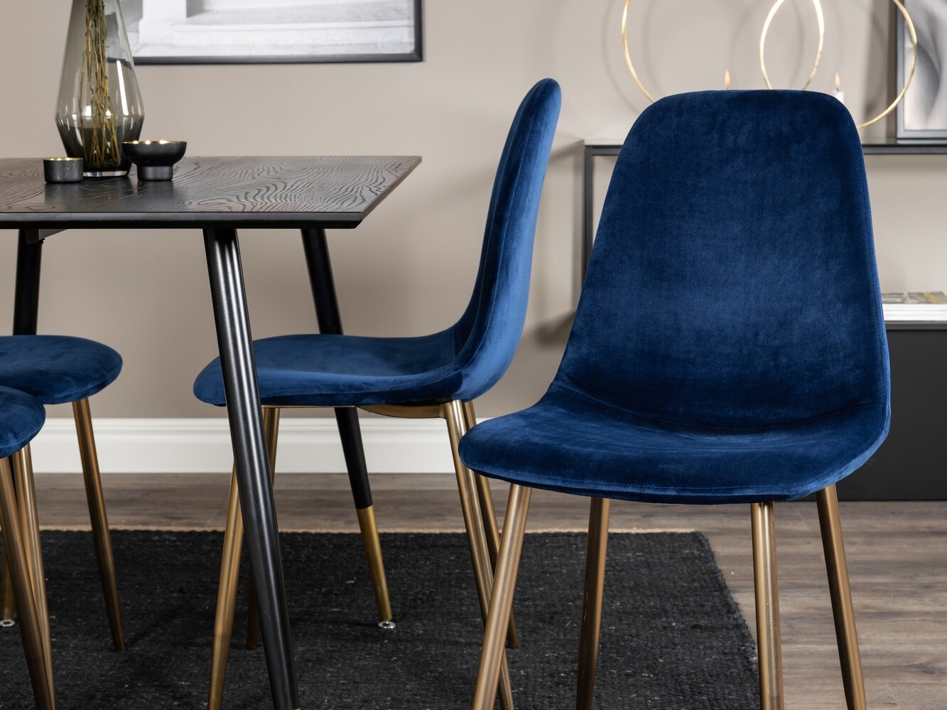 Eetkamerset Dallas 1693 (Blauw + gouden)