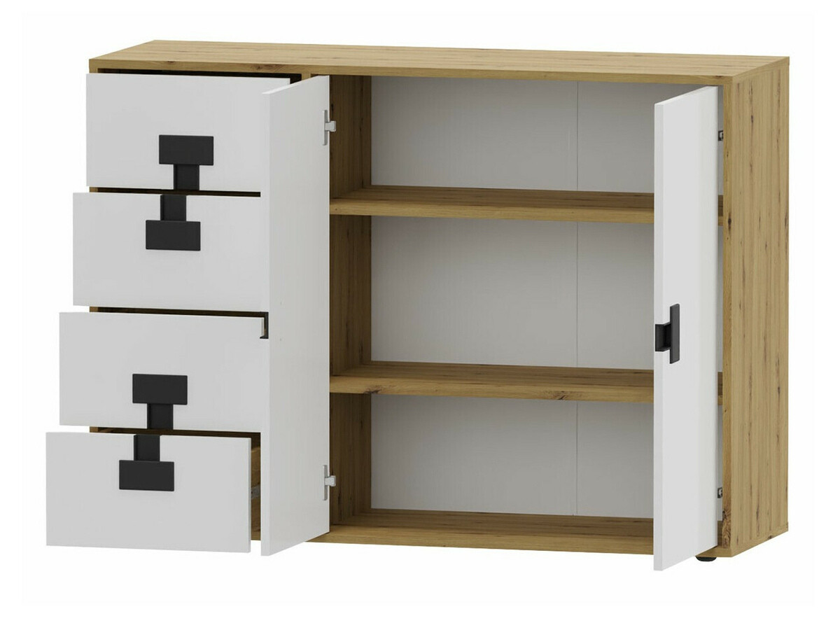 Meubelset Florevi 105 (Mat wit + Artisan eiken)