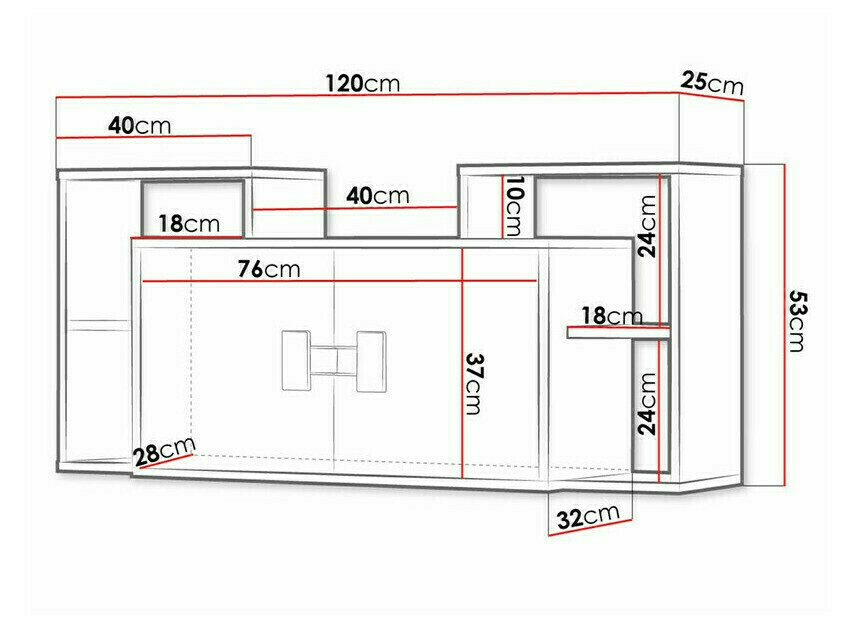 Wandkast Florevi 107 (Glanzend wit + Artisan eiken)