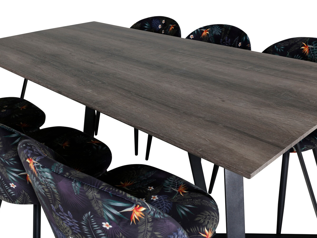 Eetkamerset Dallas 340 (Bloemen patroon + Zwart)