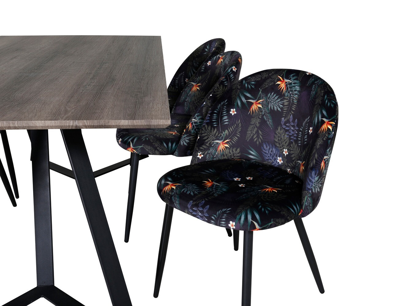 Eetkamerset Dallas 340 (Bloemen patroon + Zwart)