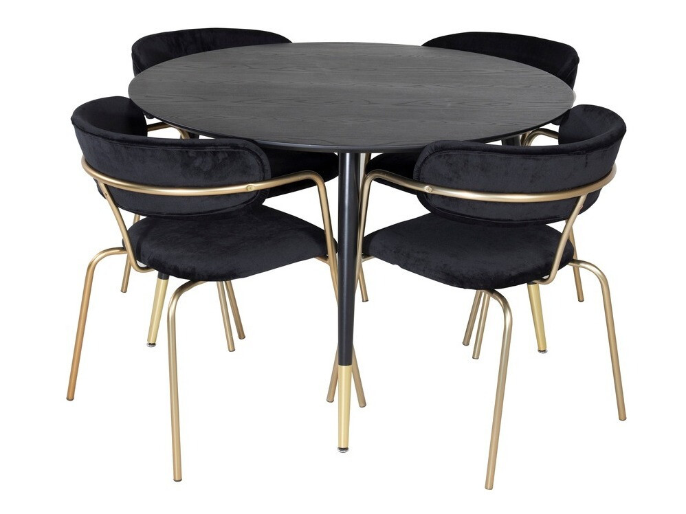 Eetkamerset Dallas 1180 (Zwart + Gouden)
