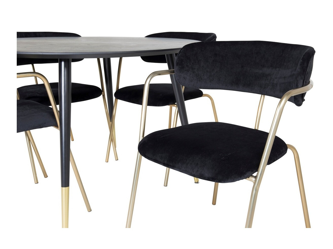 Eetkamerset Dallas 1180 (Zwart + Gouden)