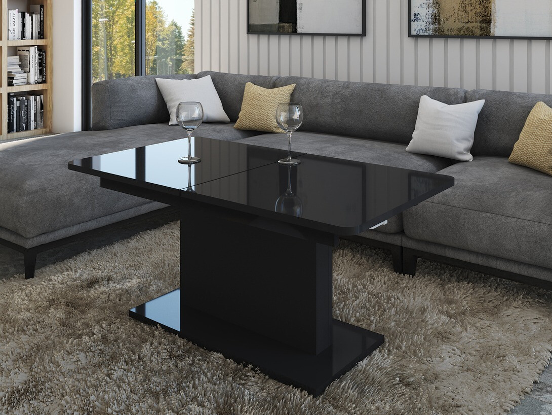 Salontafel transformator Ogden 158 (Glanzend zwart + Zwart)