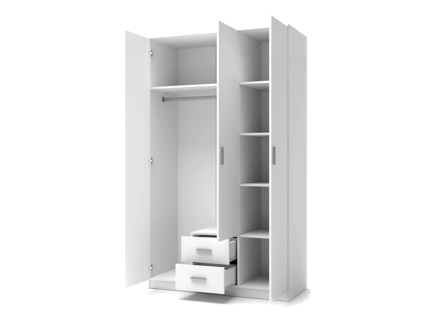 Kledingkast Cirveso 113 (Wit + Glanzend wit)