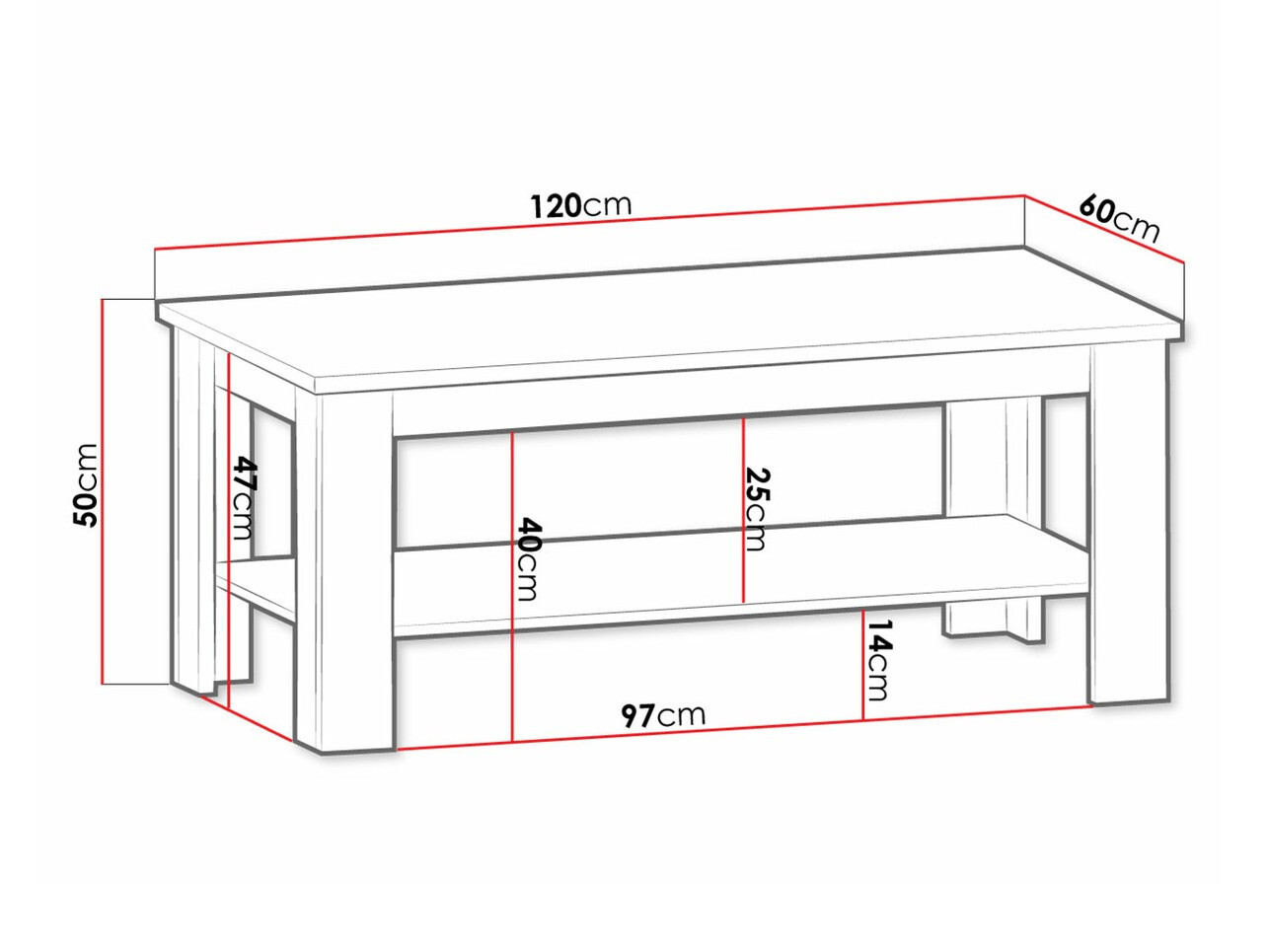 Salontafel Ferdore 126 (Grijs)