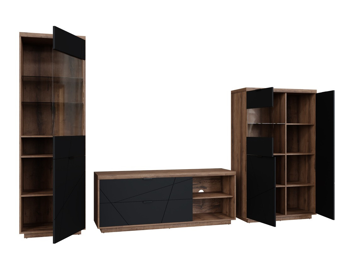 Woonkamerset Fivale 112 (Donker delano-eik + Matzwart)