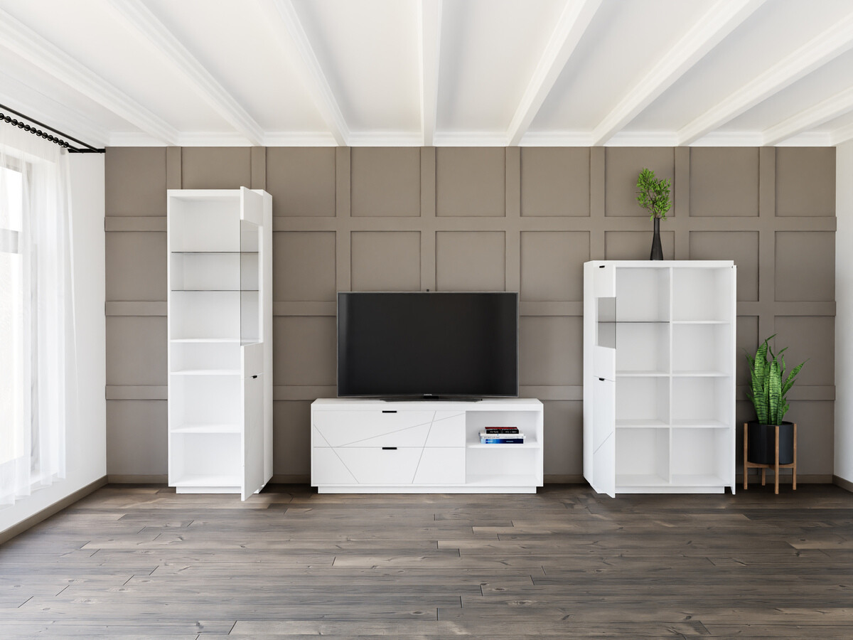 Woonkamerset Fivale 112 (Glanzend wit + Wit)