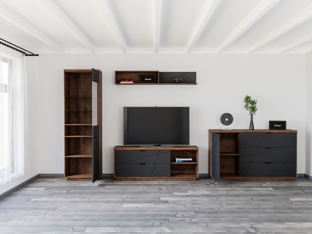 Woonkamerset Fivale 114 (Donker delano-eik + Matzwart)