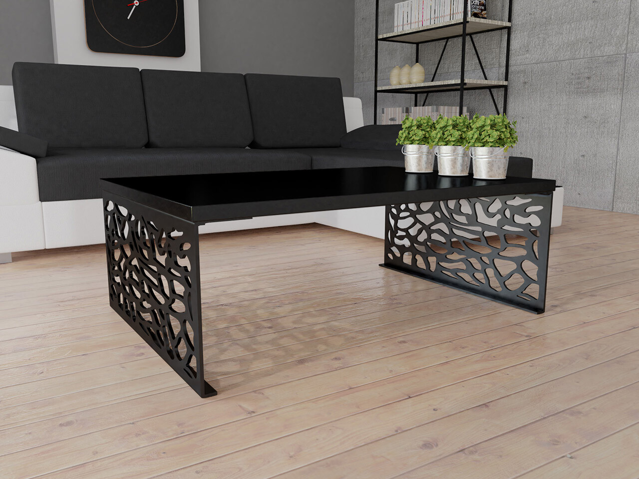 Salontafel Germantown 107 (Glanzend zwart + Matzwart)