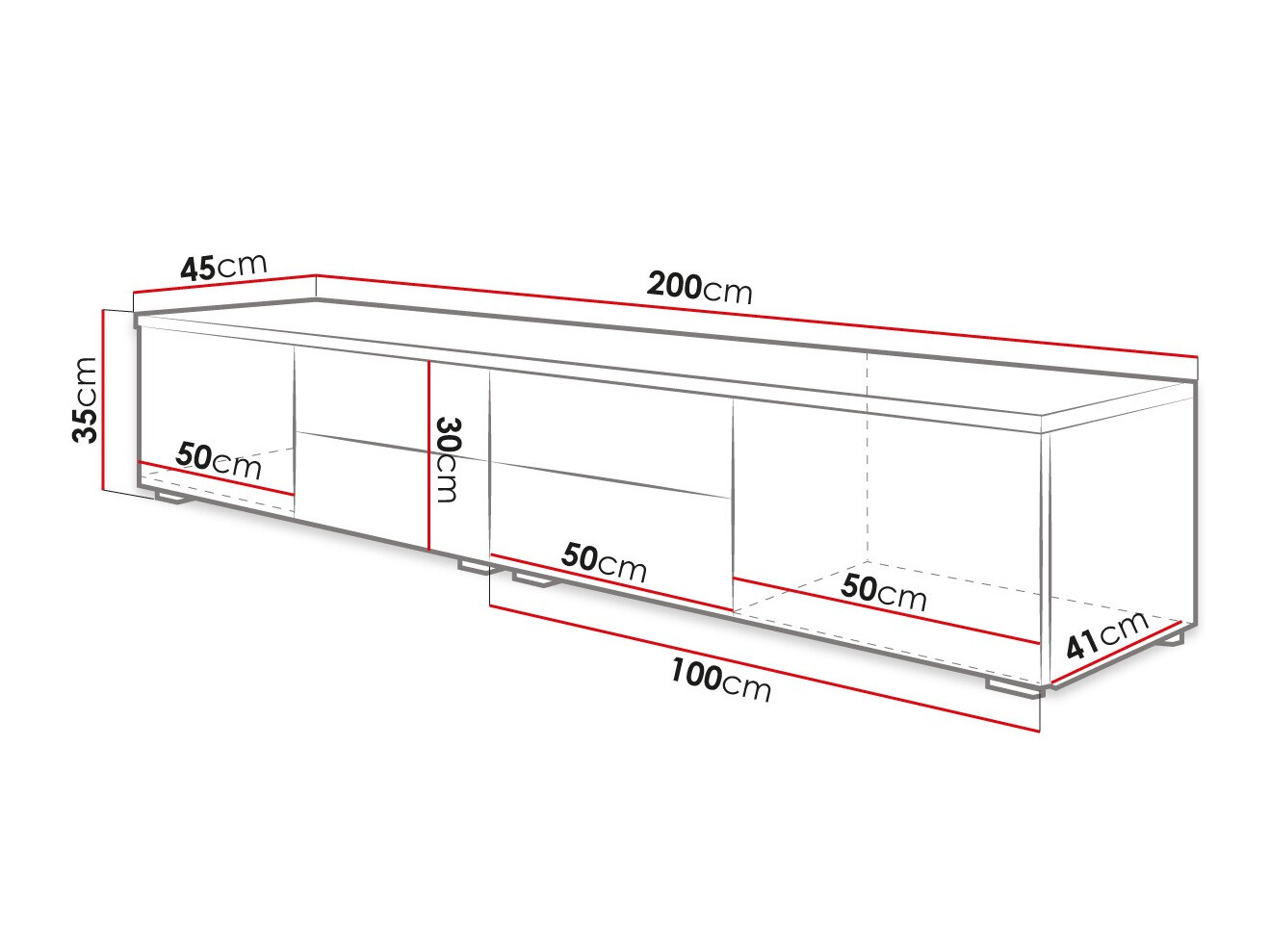 TV-meubel Hortus (Wit + Glanzend wit)