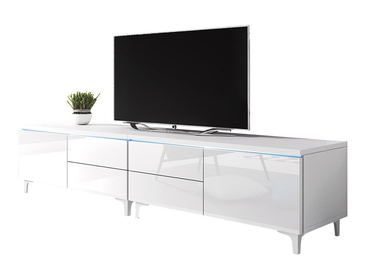 TV-meubel Nashville 128 (Wit + Glanzend wit)