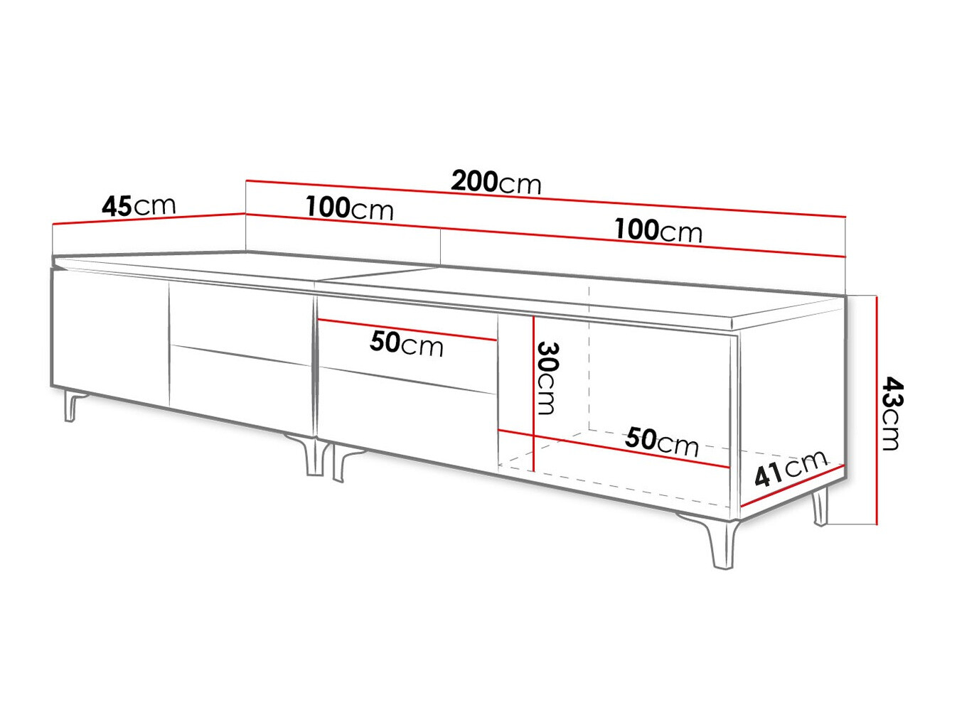 TV-meubel Nashville 128 (Wit + Glanzend wit)