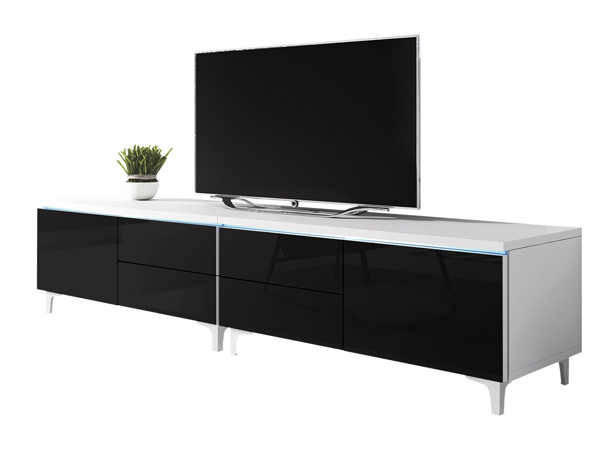TV-meubel Nashville 128 (Wit + Glanzend zwart)