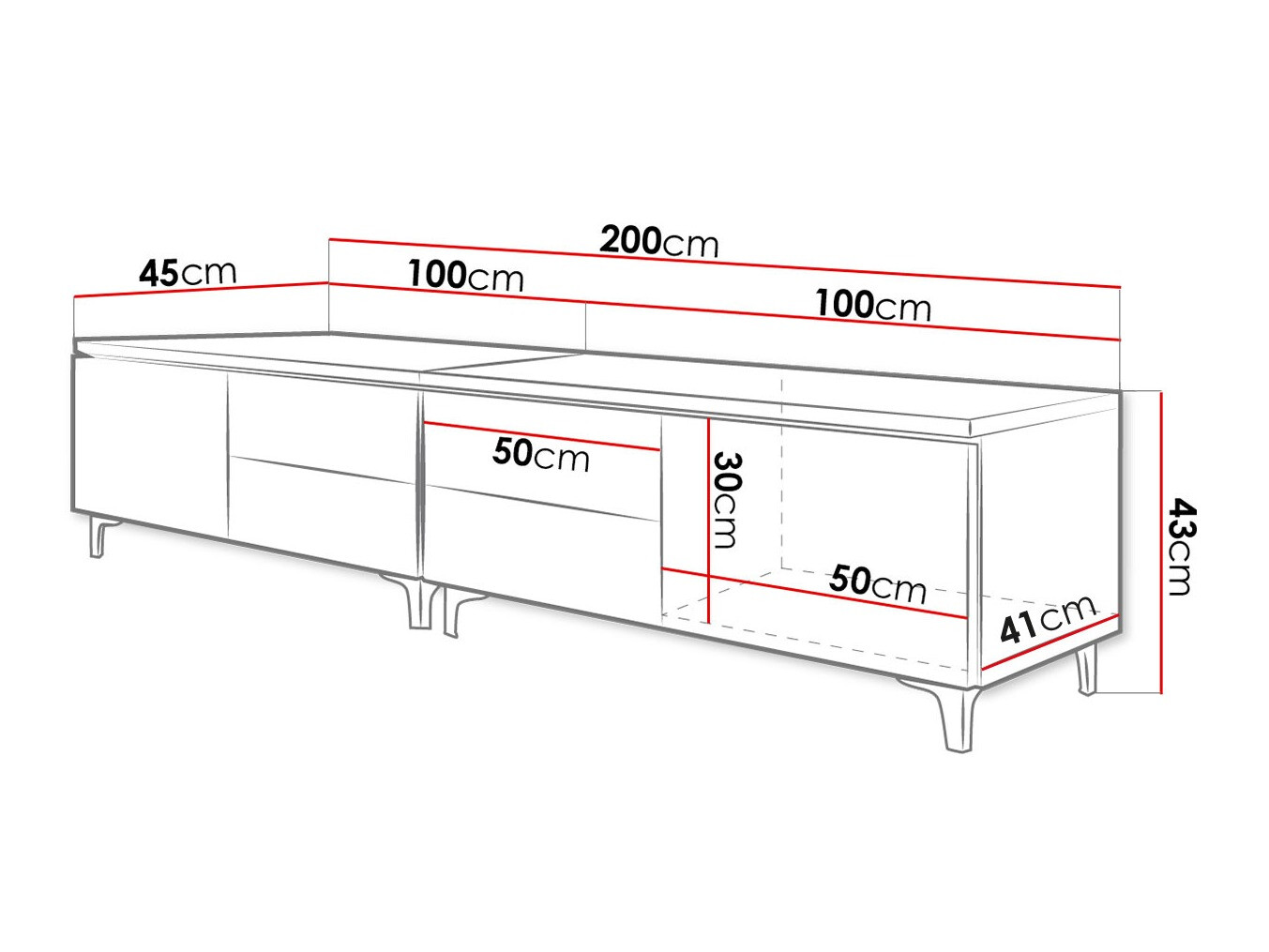 TV-meubel Nashville 128 (Wit + Grijs met glans)