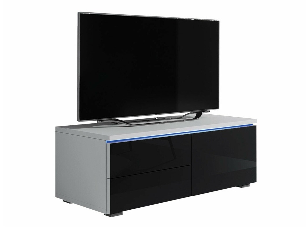 TV-meubel Nashville 130 (Wit + Glanzend zwart)