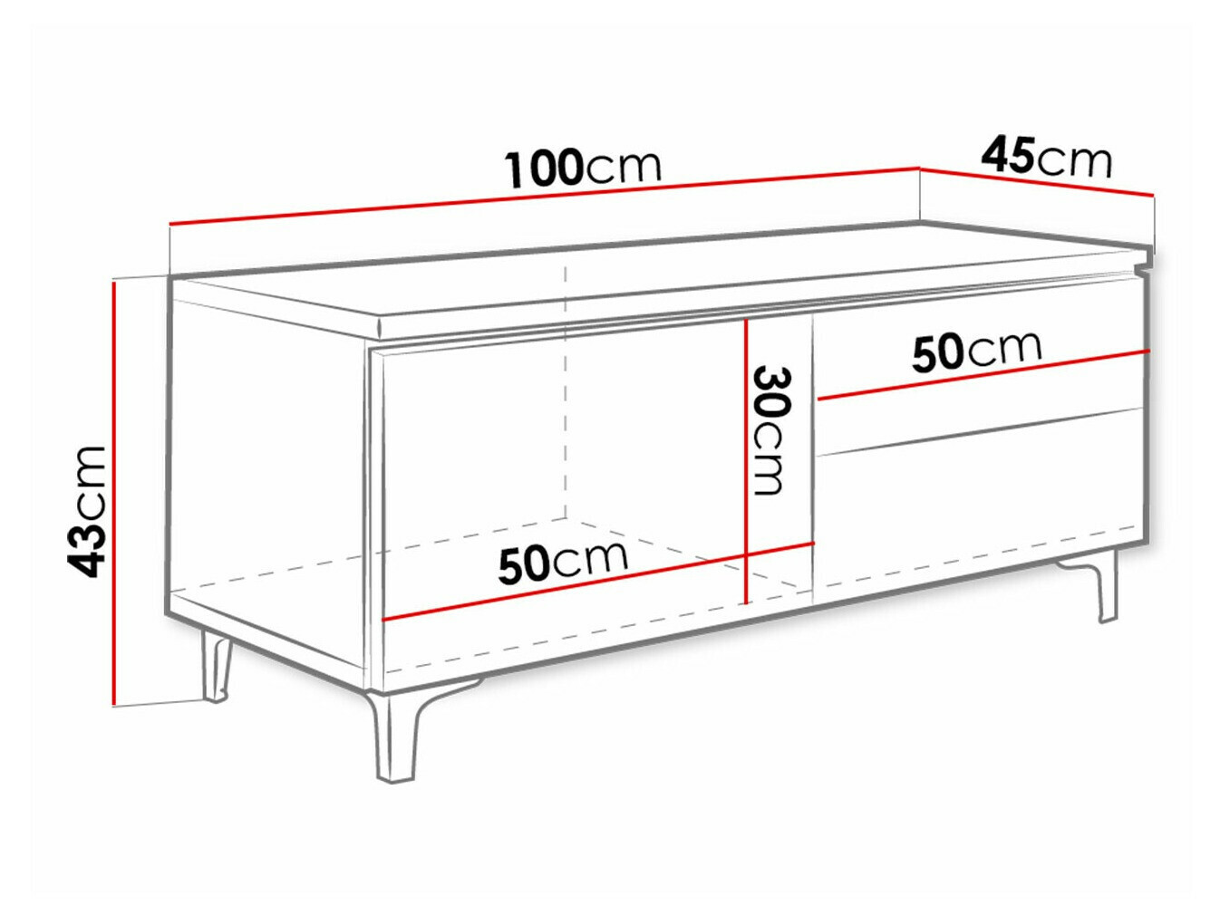 TV-meubel Nashville 130 (Wit + Grijs met glans)