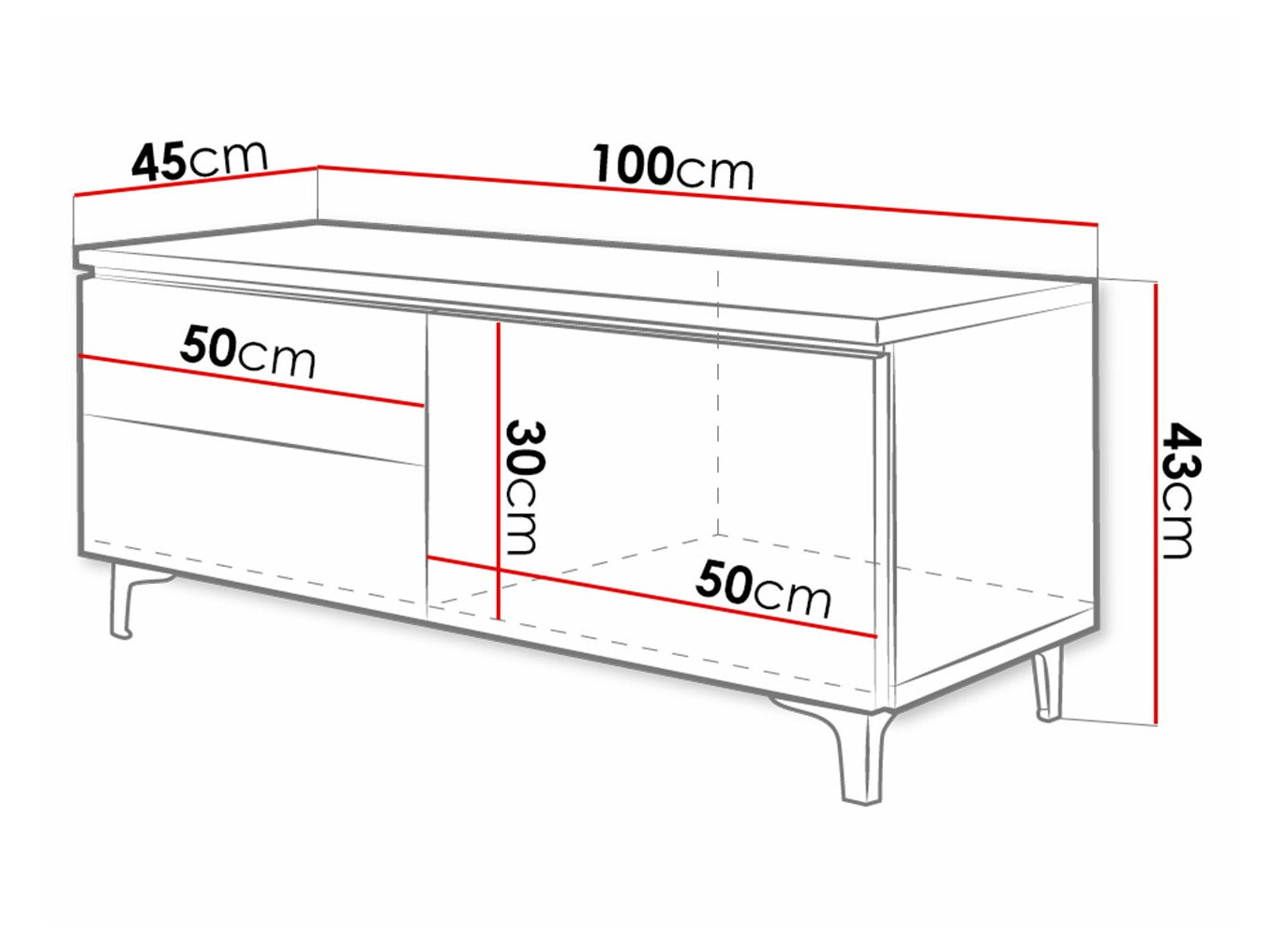 TV-meubel Uva VI (Wit + Glanzend wit)