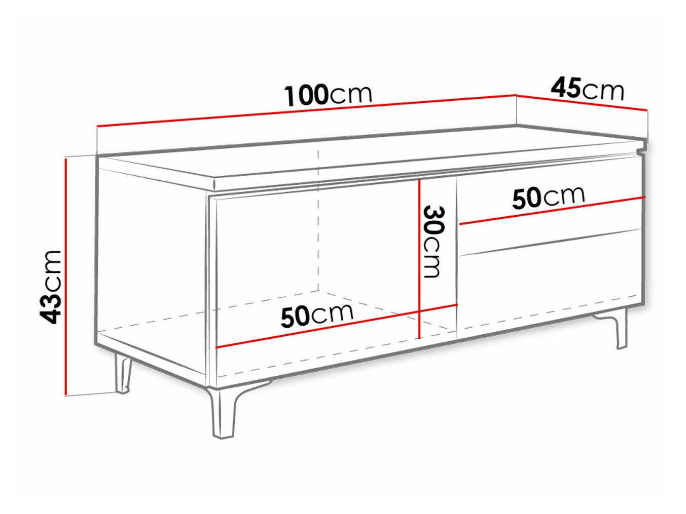 TV-meubel Uva VI (Wit + Glanzend wit)