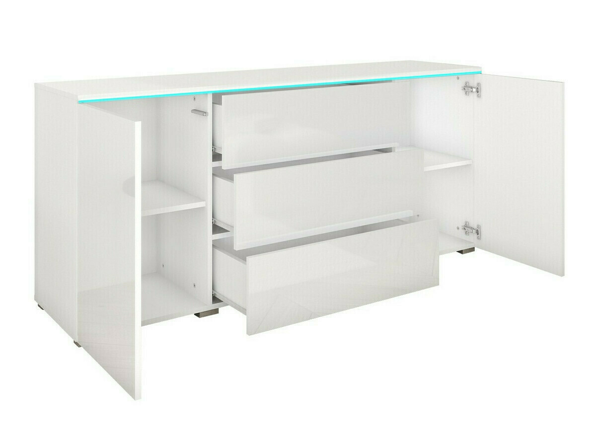 Ladekast Sarasota 142 (Beton + Glanzend wit)