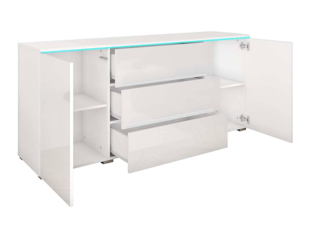 Ladekast Sarasota 142 (Wit + Glanzend wit)