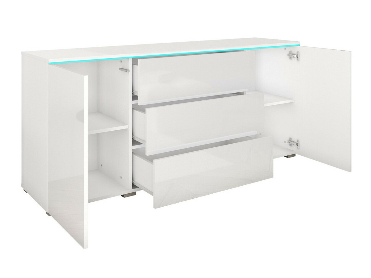 Ladekast Sarasota 142 (Wit + Glanzend wit)