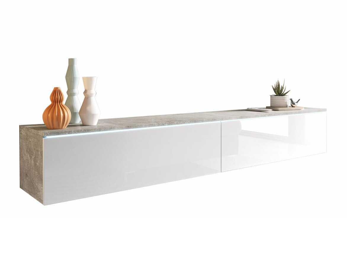 TV-meubel Sarasota 121 (Beton + Glanzend wit)