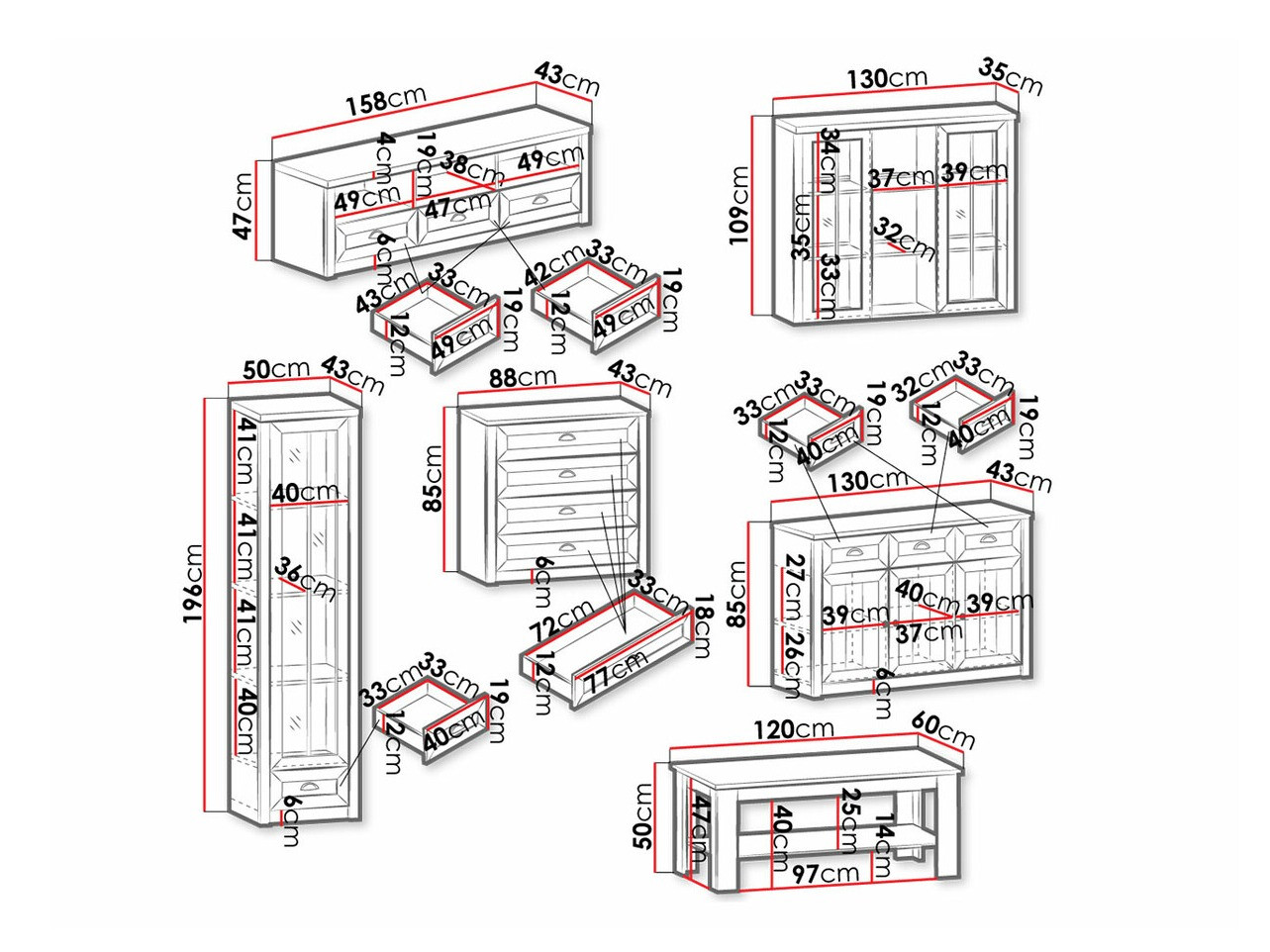 Woonkamerset Ferdore 127 (Grijs)