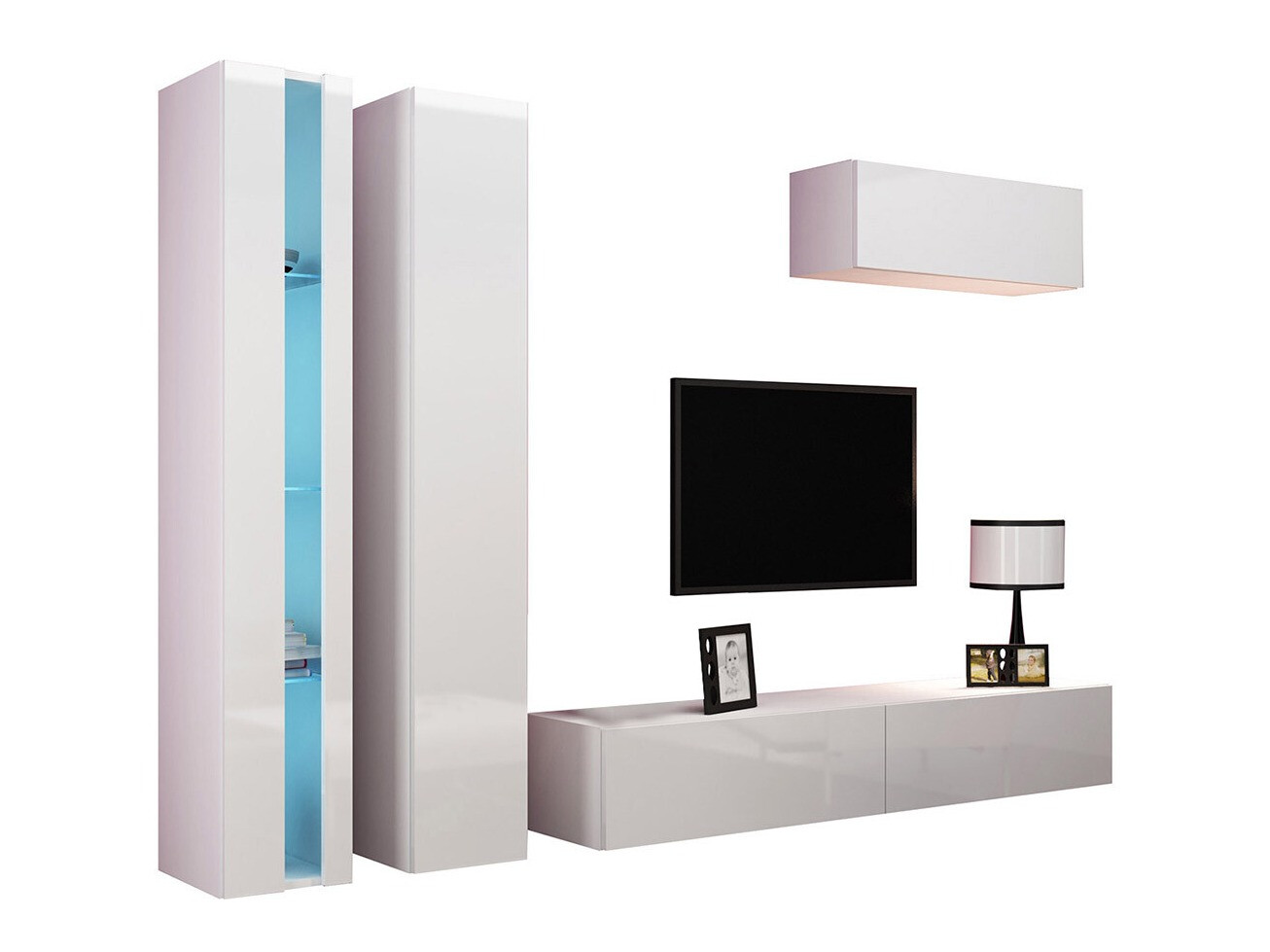 Woonkamerset Venenou 136 (Wit + Glanzend wit)