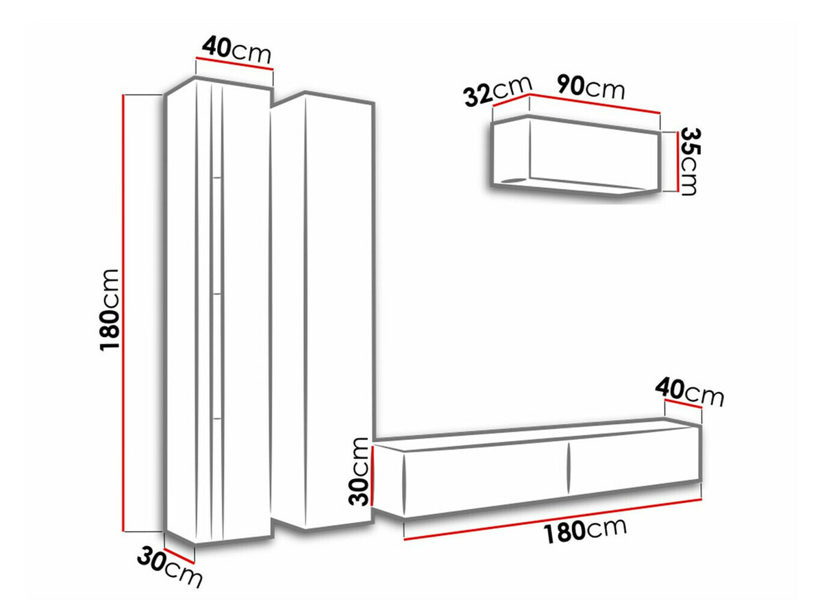 Woonkamerset Venenou 136 (Wit + Glanzend wit)