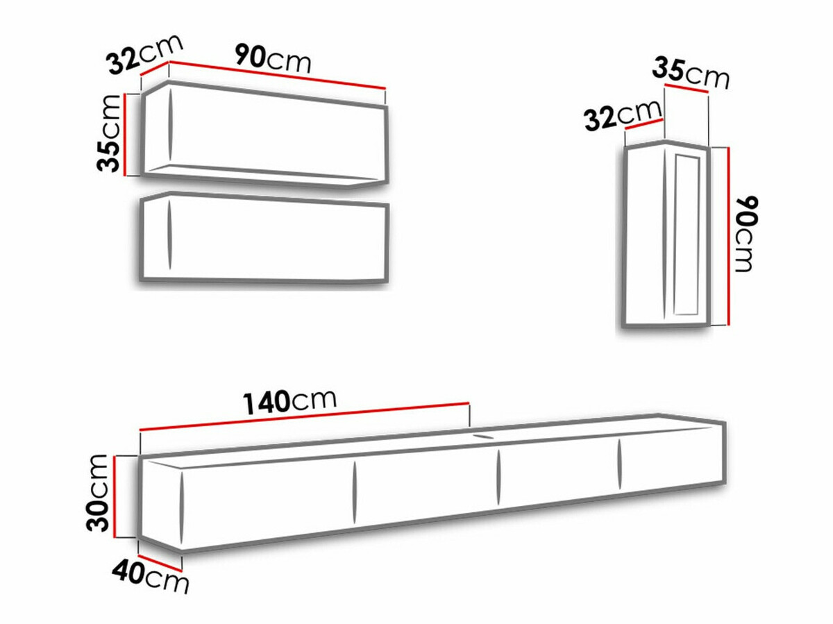 Woonkamerset Venenou 137 (Zwart + Glanzend zwart)