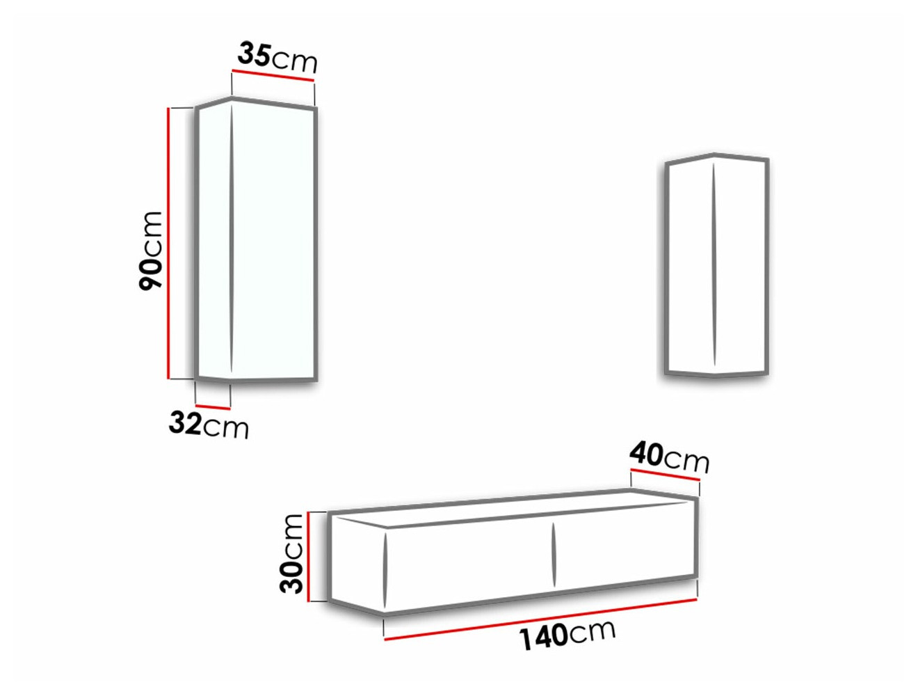 Woonkamerset Venenou 141 (Wit + Glanzend wit)