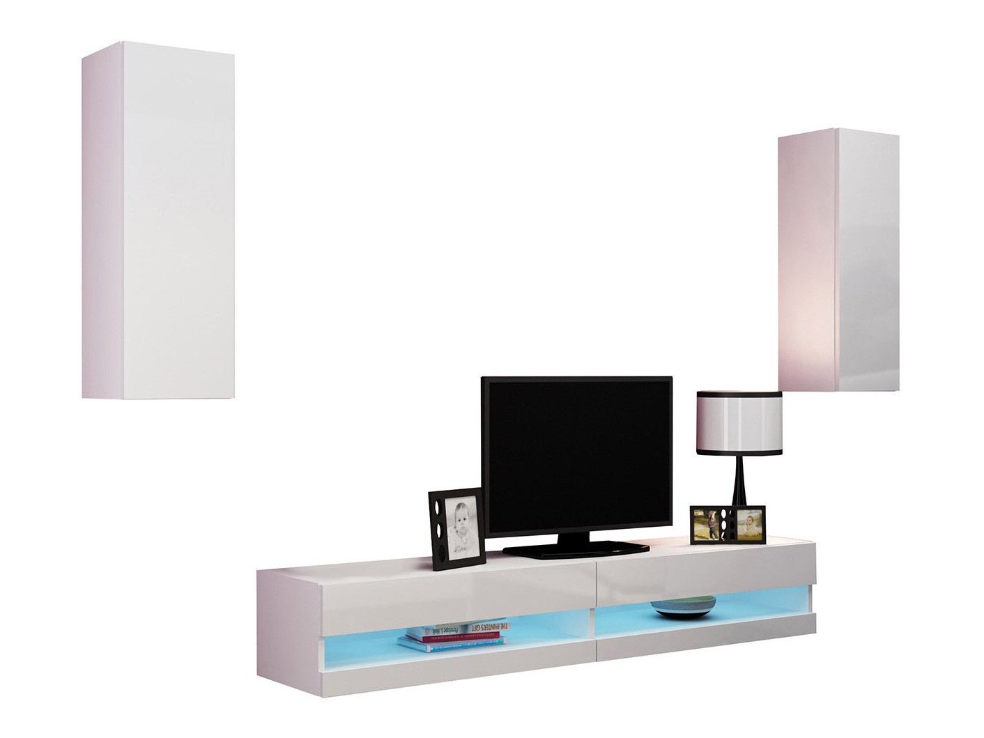 Woonkamerset Venenou 142 (Wit + Glanzend wit)