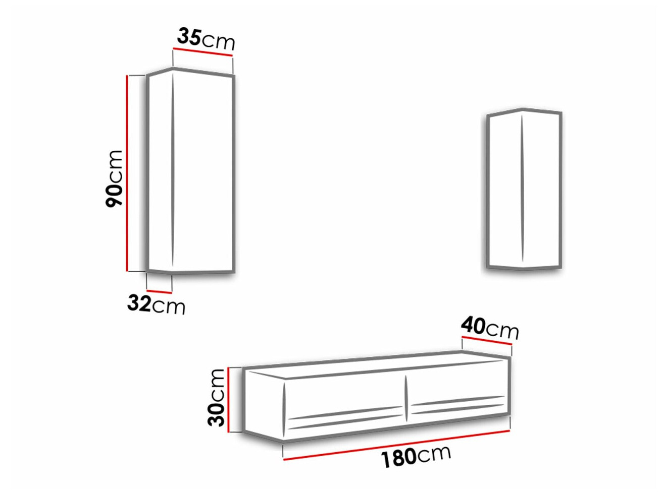 Woonkamerset Venenou 142 (Wit + Glanzend wit)