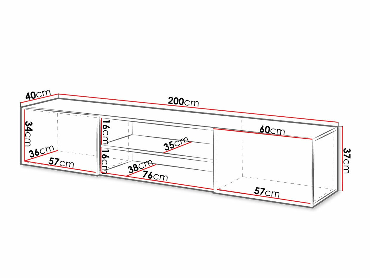 TV-meubel Charlotte 164 (Wit + Glanzend wit)